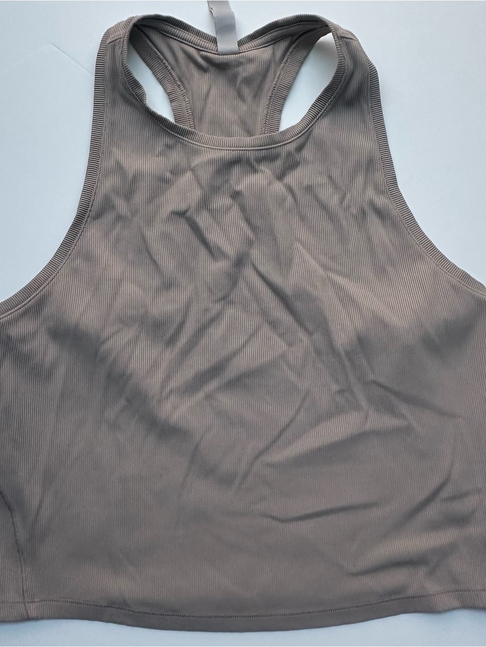 Athleta Ribbed Racerback Tank Top in Taupe